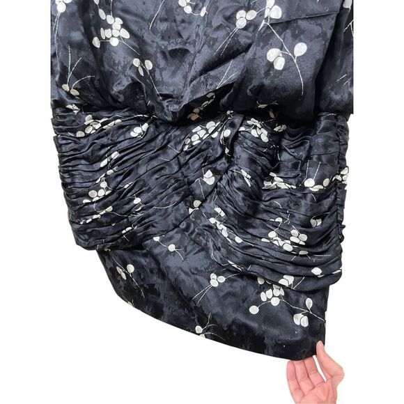 Vintage 1980's Saint Romei Sz 12 100% Silk Dress Black Floral Print - Picture 6 of 9